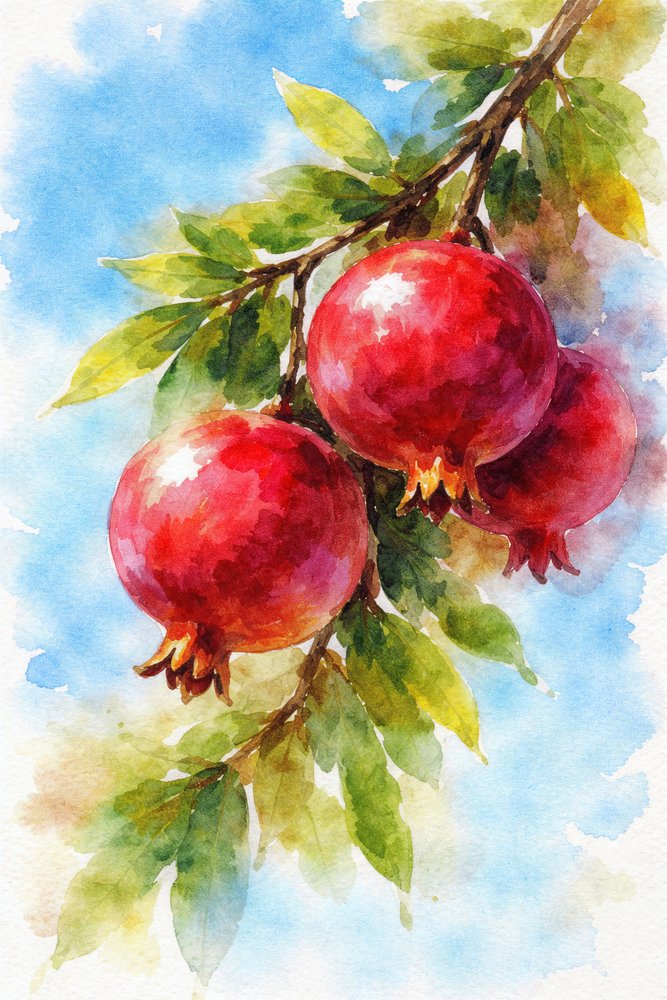 Vibrant Pomegranates Painting by Natalie Bruns