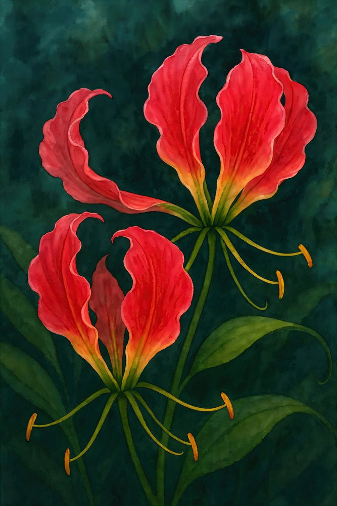 Vibrant Tropical Lilies by Natalie Bruns