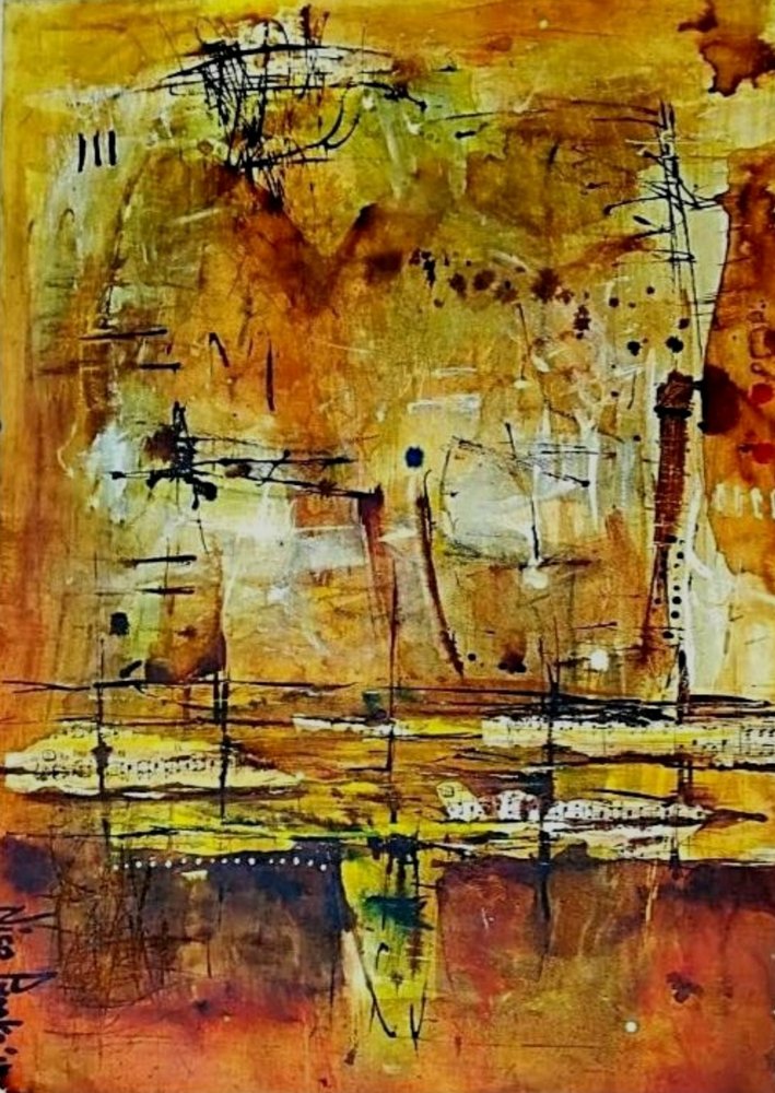 Golden Abstract Layers by Nico Phooko