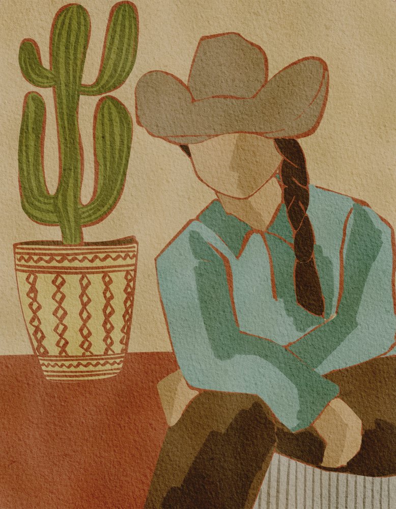 Desert Cowgirl and Cactus by Nikita Jariwala