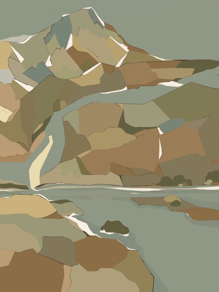 Geometric Mountain River by Nikita Jariwala