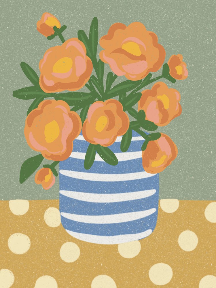 Orange Floral Still Life by Nikita Jariwala