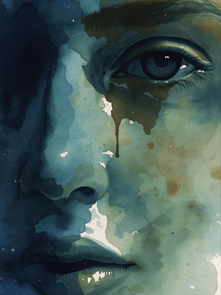 Emotional Watercolor Portrait by Ohkimiko