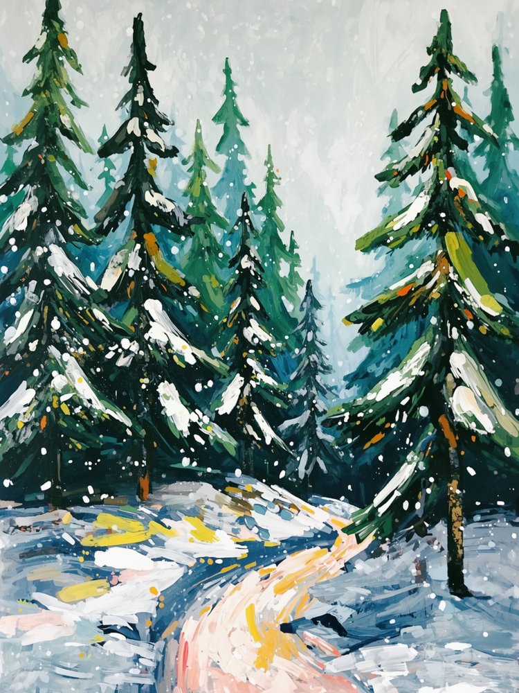 Snowy Forest Path by Ohkimiko
