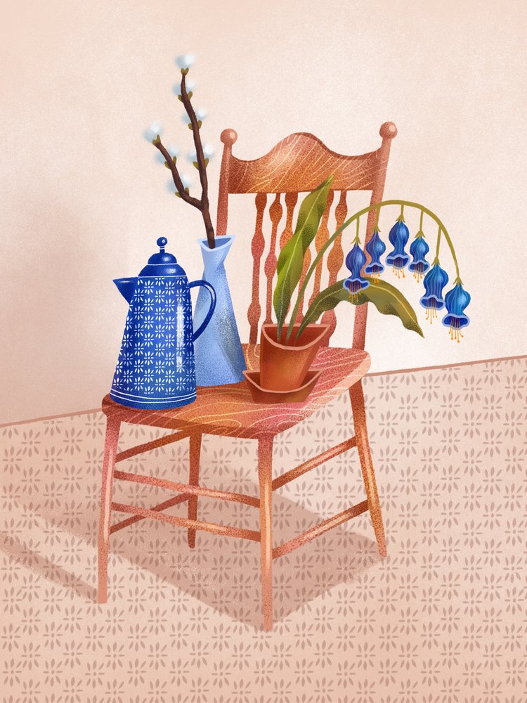 Blue Still Life Chair by Olga Skomorokhova