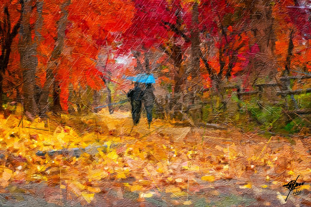 Autumn Umbrella Walk by Osvaldo Russo