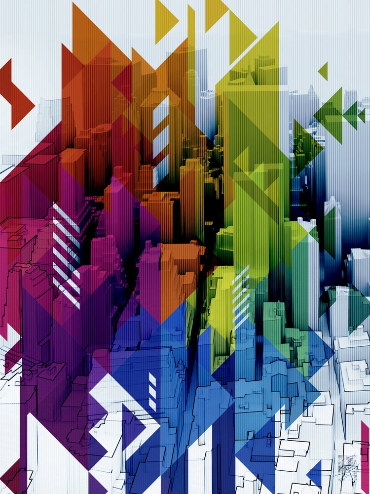Vibrant Geometric Cityscape by Osvaldo Russo