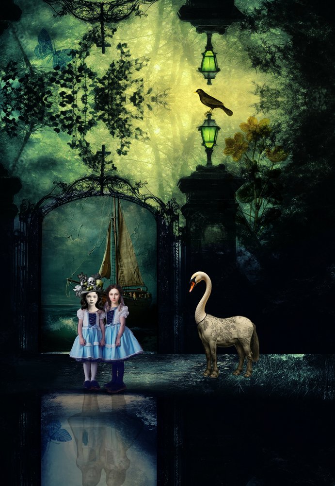 Girls In Enchanted Garden by Pascal Bouchet-Spiegel