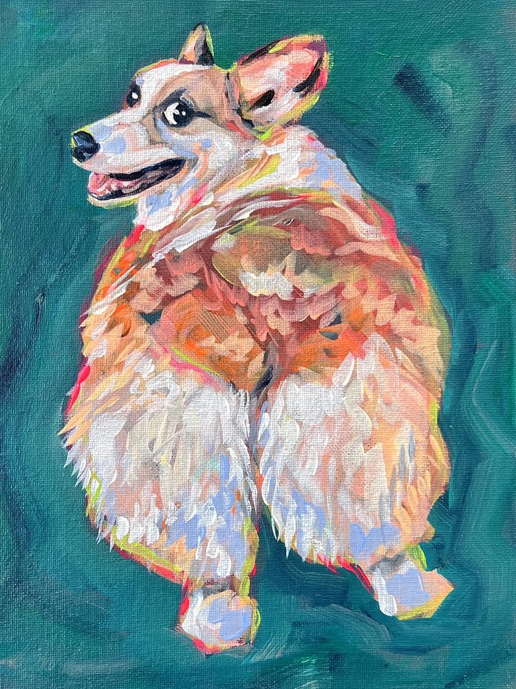 Vibrant Corgi Dog by Pauline Wegman | Key and Sea Creative