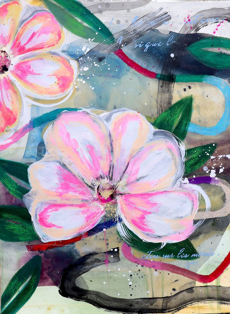 Pink Floral Abstract by Poonam Choudhary