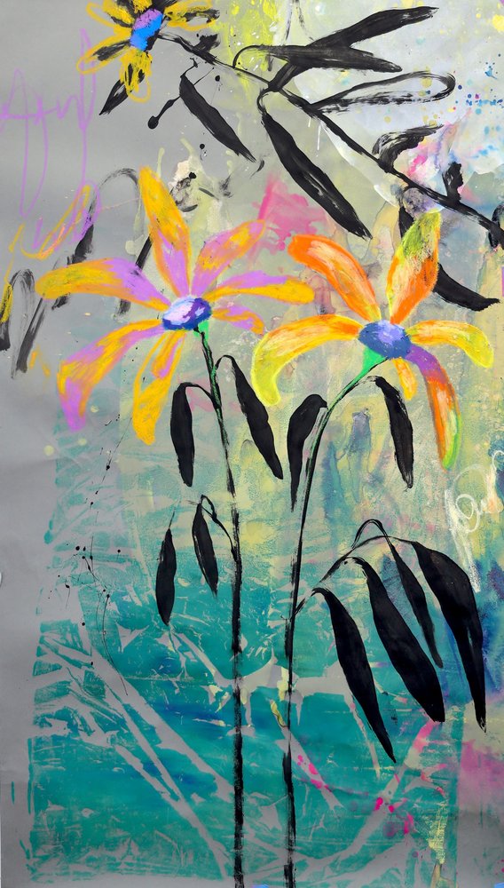Vibrant Abstract Flowers by Poonam Choudhary