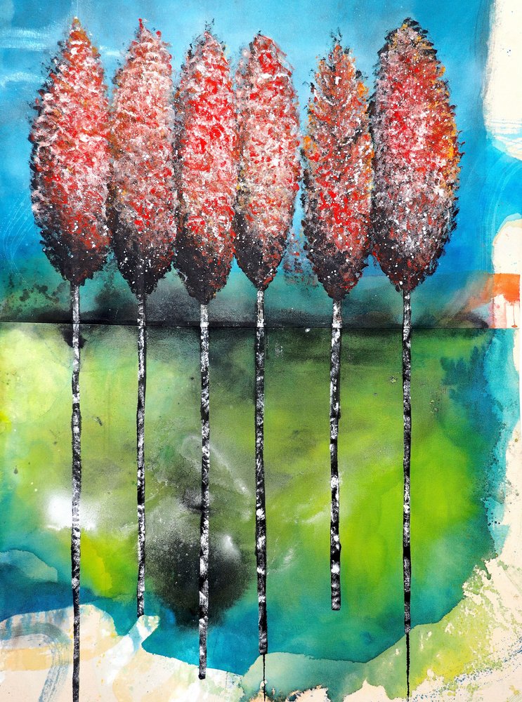Vibrant Autumn Trees by Poonam Choudhary
