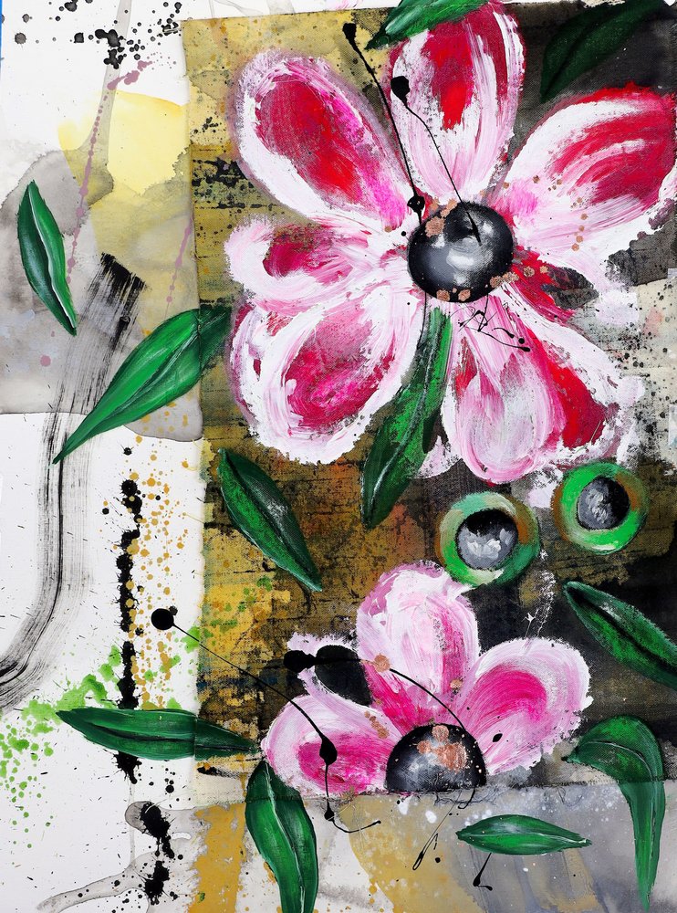 Vibrant Pink Floral Abstract by Poonam Choudhary
