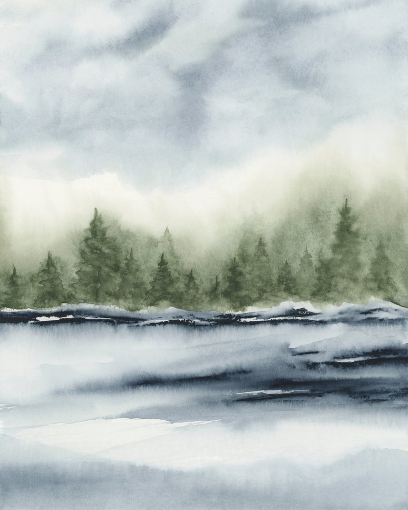 Misty Forest Lake by Rachel Elise