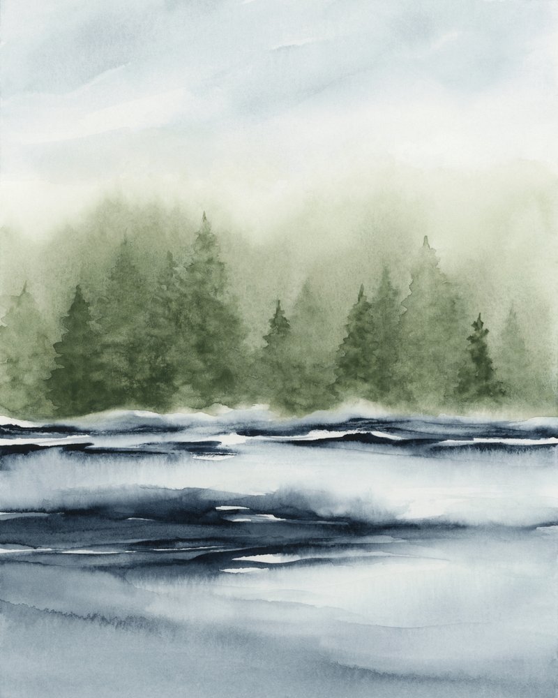 Misty Forest Lake by Rachel Elise