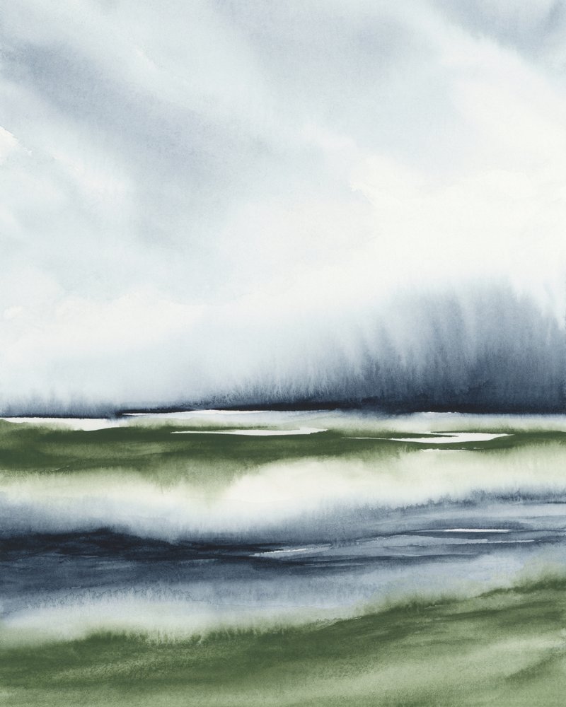 Misty Green Landscape by Rachel Elise