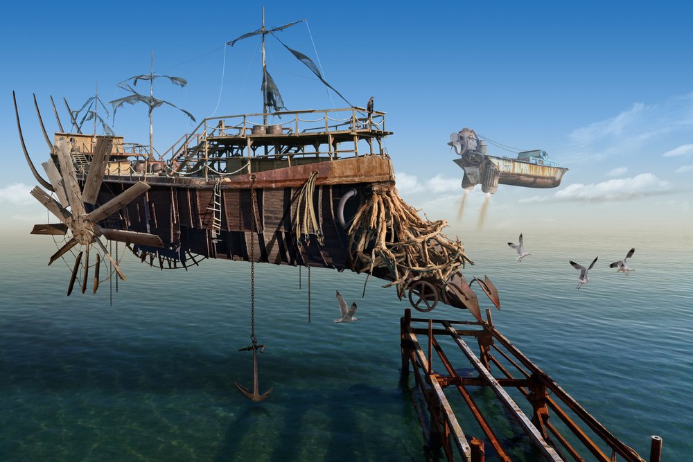 Flying Steampunk Ship by Radoslav Penchev