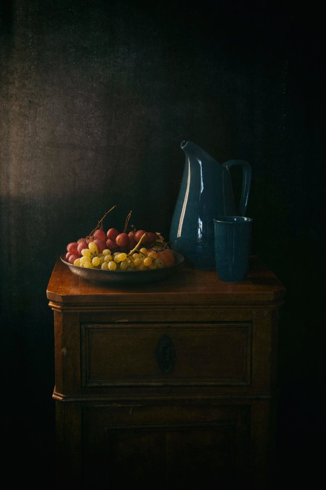Dark Still Life Grapes by Ramiz Sahin