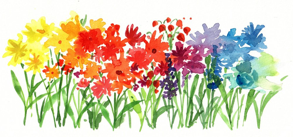Rainbow Garden Flowers by Renate Holzner