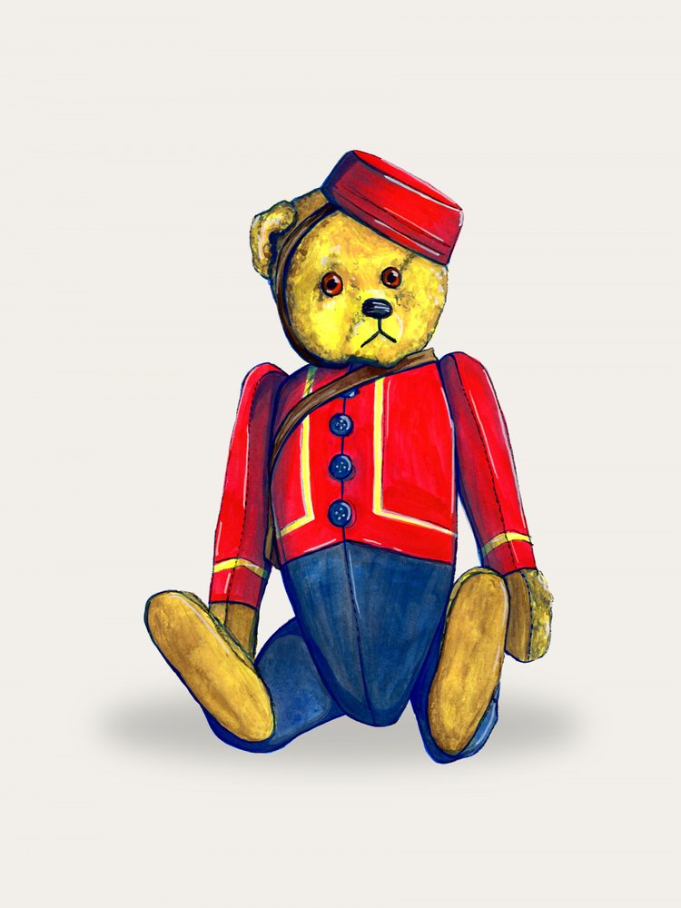 Bellhop Teddy Bear by Renee Machan Cottagecore Artist