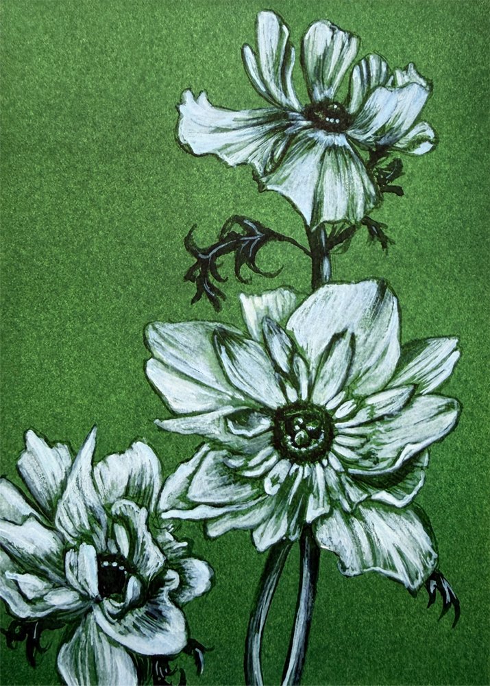 Creepy Green Flowers by Renee Machan Cottagecore Artist