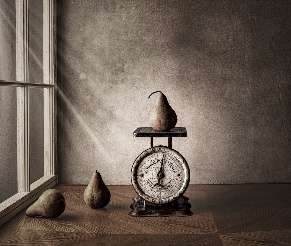 Vintage Pears and Scale by Rob Ryan