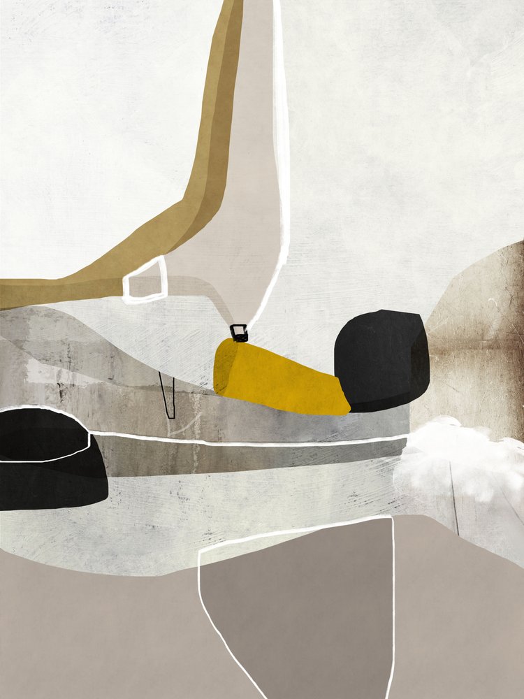 Abstract Yellow Black Shapes by Roberto Moro