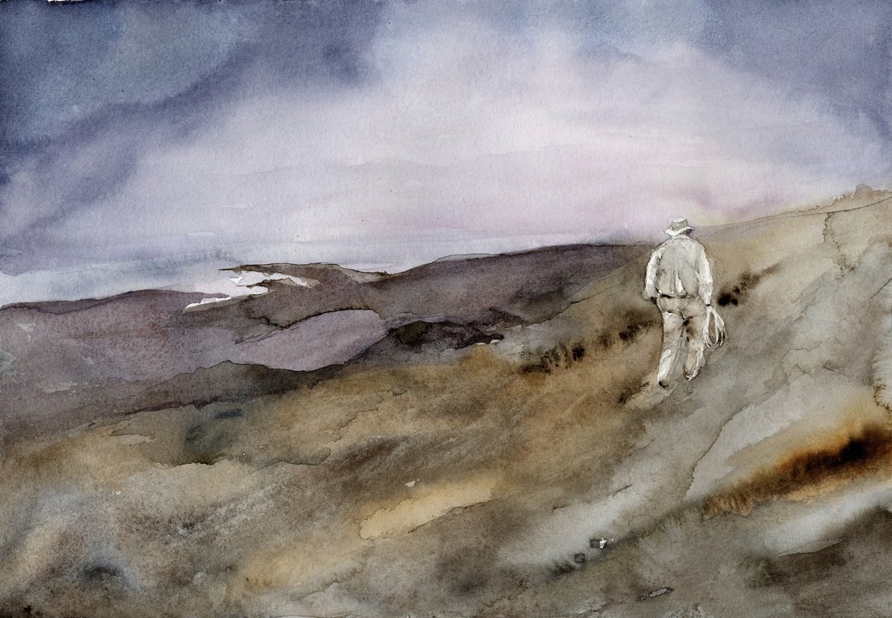 Man Walking Uphill by RodMacIver