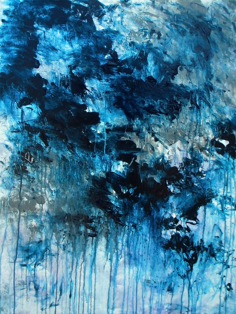 Dynamic Blue Abstract by Ron Halfant
