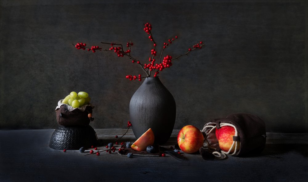 Moody Fruit Still Life by Rong Wei