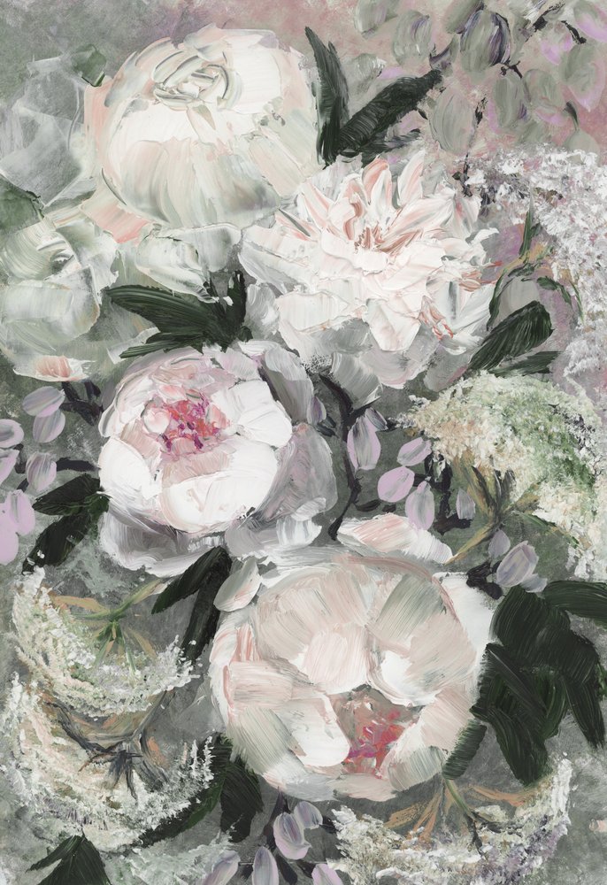 Painterly Peony Bouquet by Rosana Laiz Blursbyai