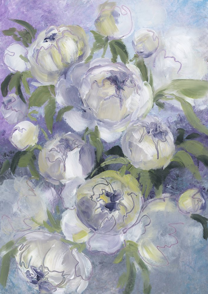 Soft Peony Blossoms by Rosana Laiz Blursbyai
