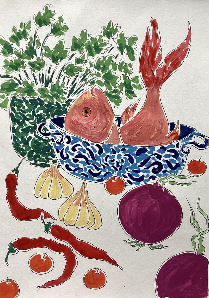 Fresh Fish and Vegetables by Rushati Chowdhury