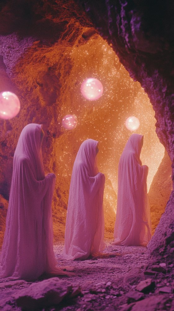 Mystic Figures Glowing Cave by Samantha Hearn