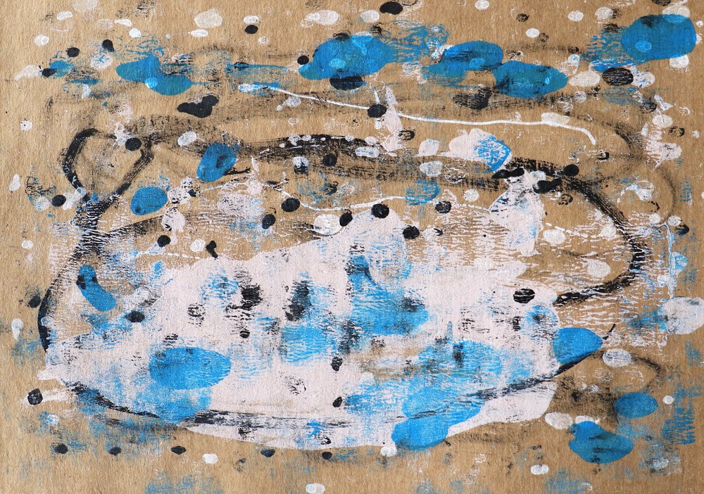 Blue White Abstract Splatters by Santhosh ch