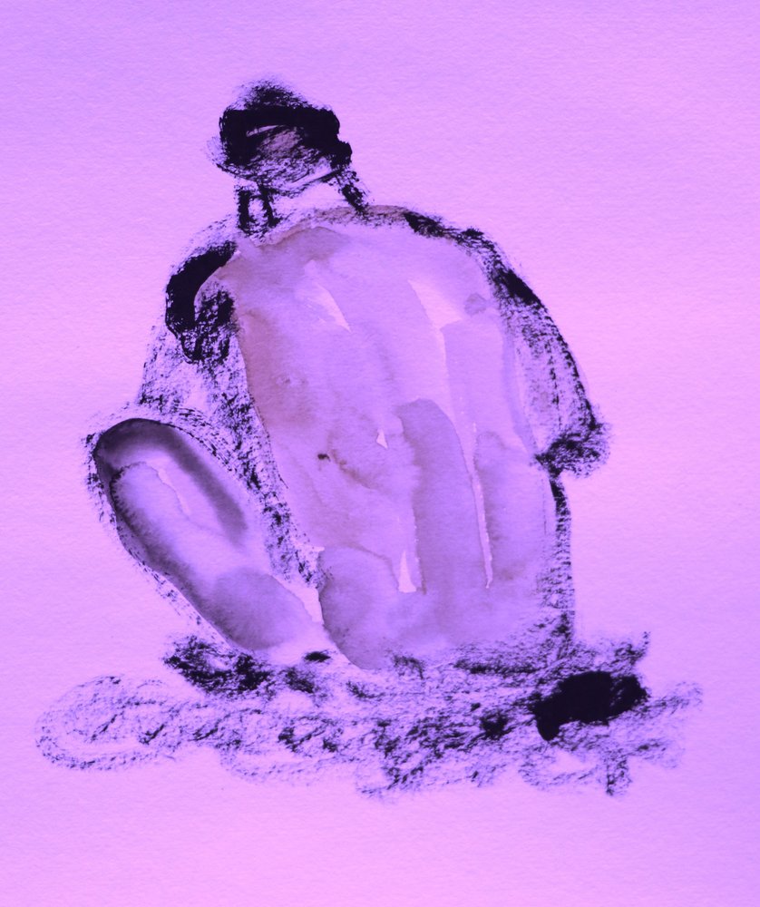Contemplative Purple Nude by Santhosh ch