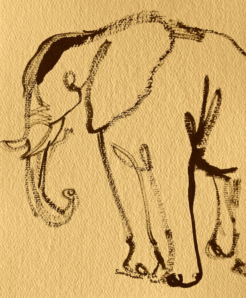 Elegant Elephant Drawing by Santhosh ch