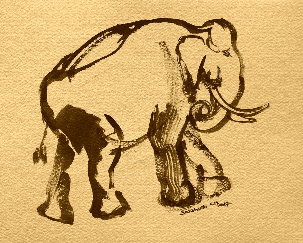 Elegant Ink Elephant by Santhosh ch