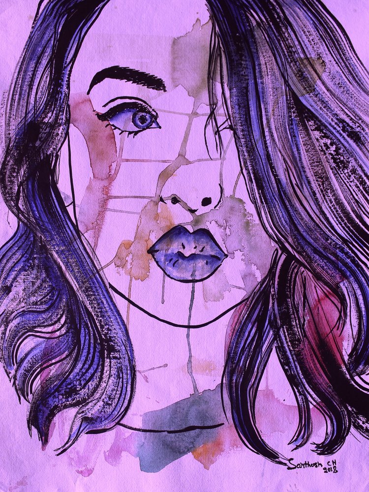 Expressive Purple Portrait by Santhosh ch