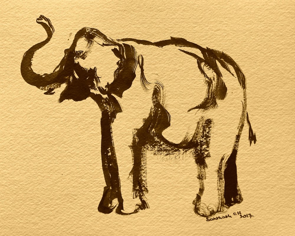 Majestic Elephant Sketch by Santhosh ch