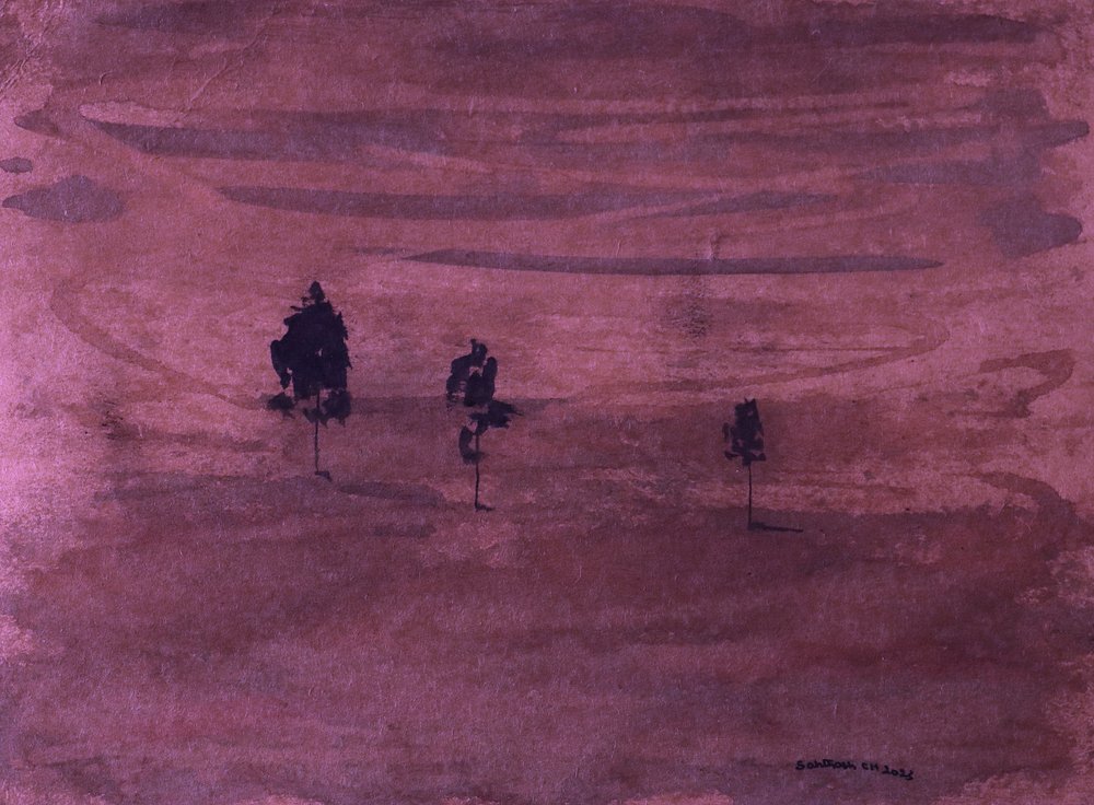 Minimalist Plum Landscape by Santhosh ch