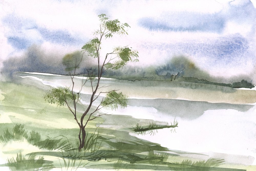 Peaceful Lakeside Tree by Santhosh ch