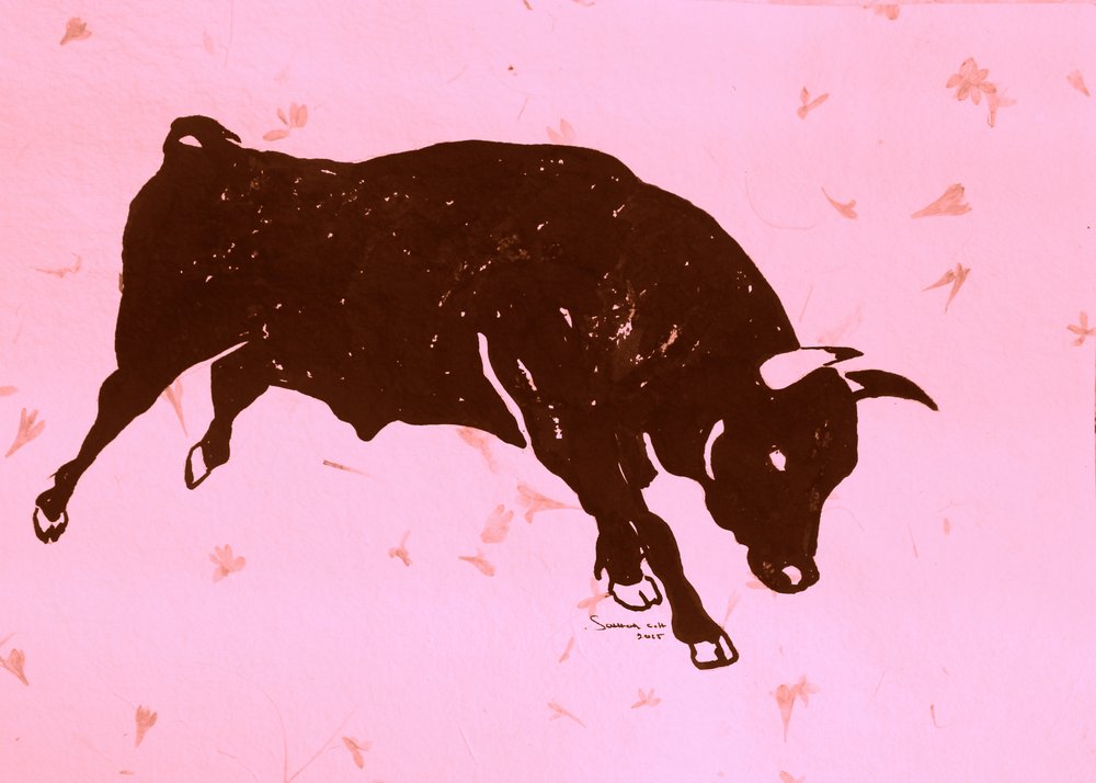 Pink Charging Bull by Santhosh ch