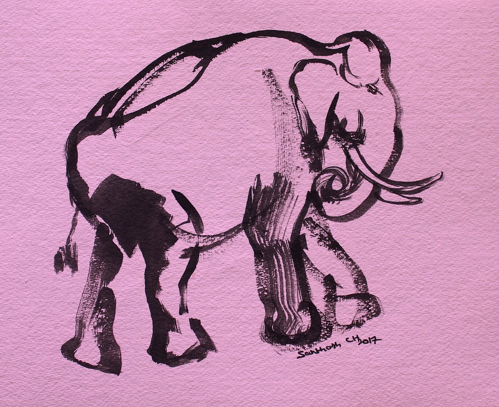 Pink Elephant Brushstroke by Santhosh ch