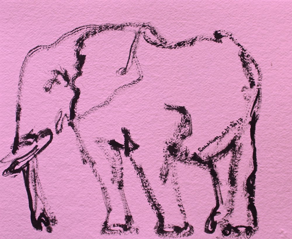 Pink Elephant Sketch by Santhosh ch