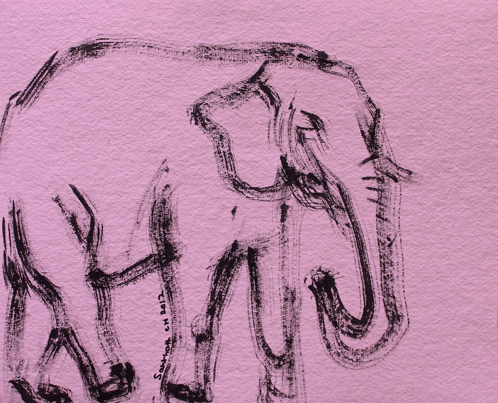 Pink Elephant Sketch by Santhosh ch