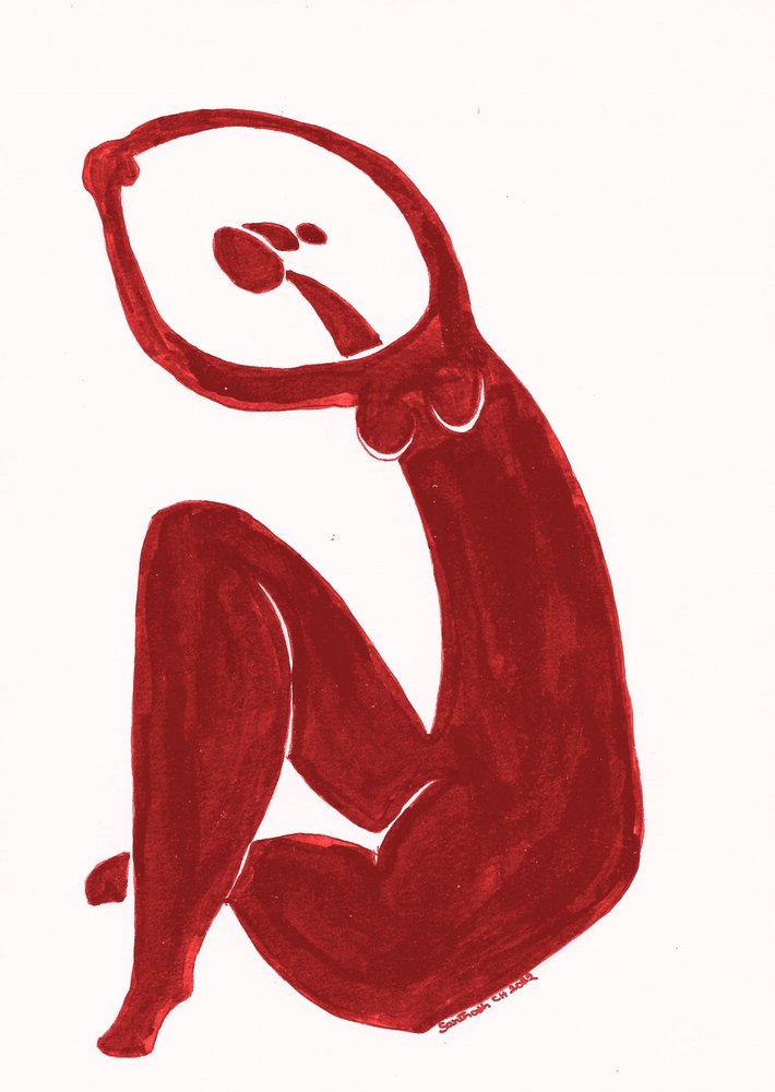Seated Red Figure by Santhosh ch