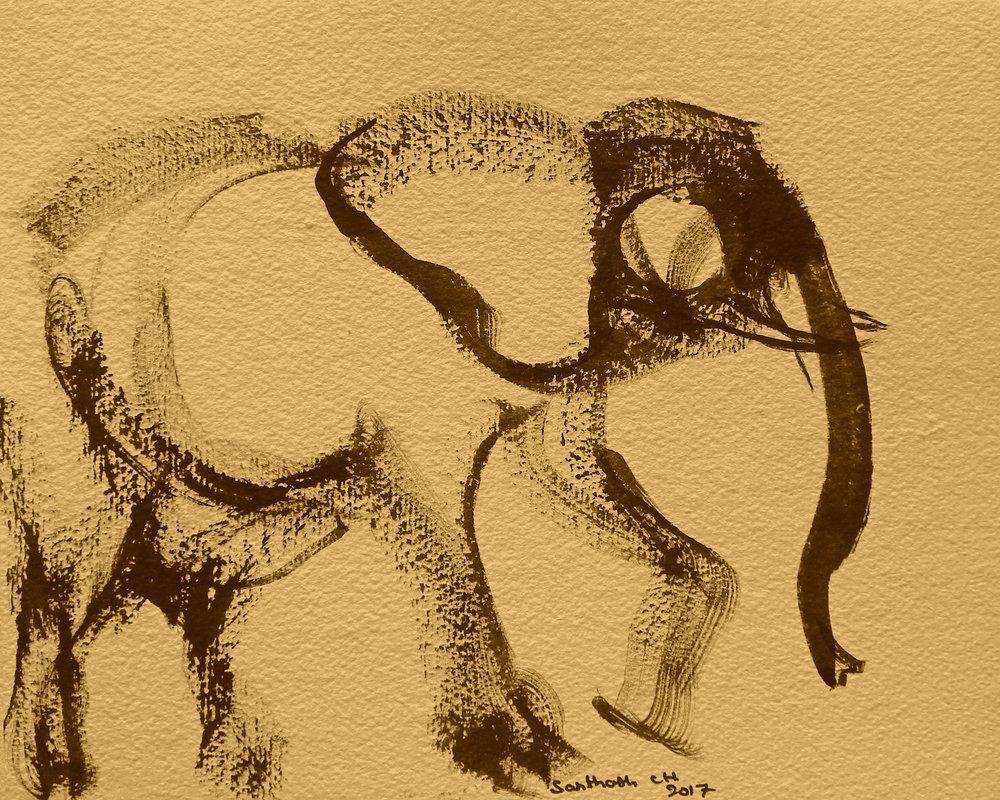 Sepia Elephant Gesture by Santhosh ch