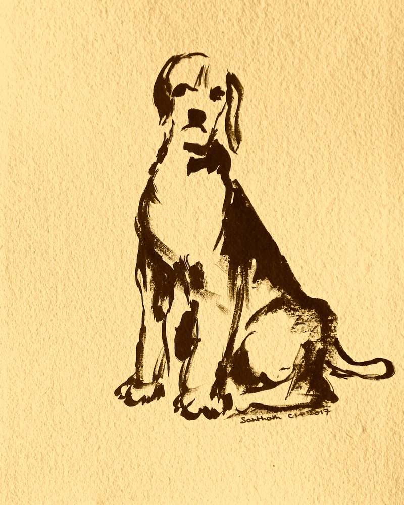 Sitting Ink Dog by Santhosh ch