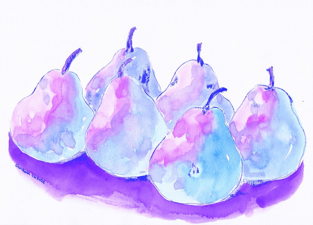 Vibrant Pears Still Life by Santhosh ch